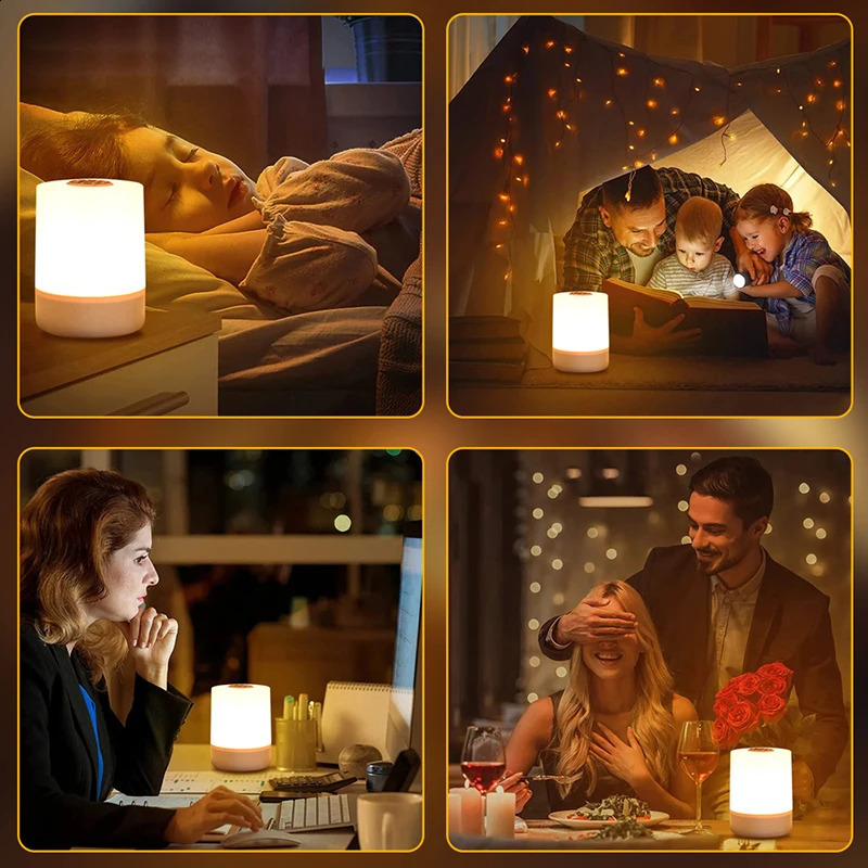 Touch Night Lamp 3 Modes Dimming Bedroom Bedside Lamp USB Charging Night Light Ambient Light Soft Light Table Lamp For Kids Gift 250319