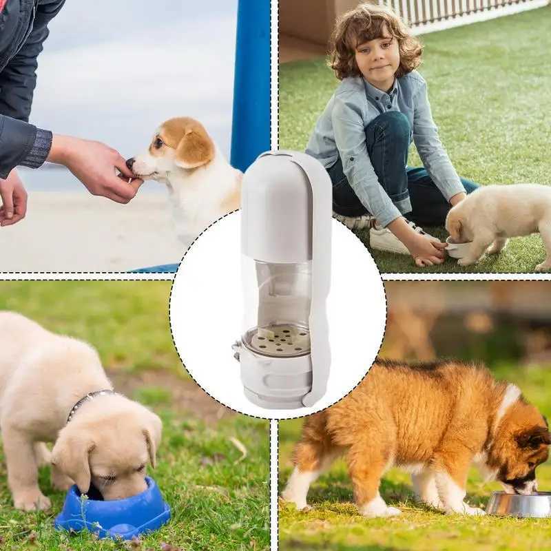 Dog Water Bottle With Food Bowl Puppy Water Cup 2 In 1 Dog Travel Accessories Pet Small Water Dispenser Built-in Activated Y250319