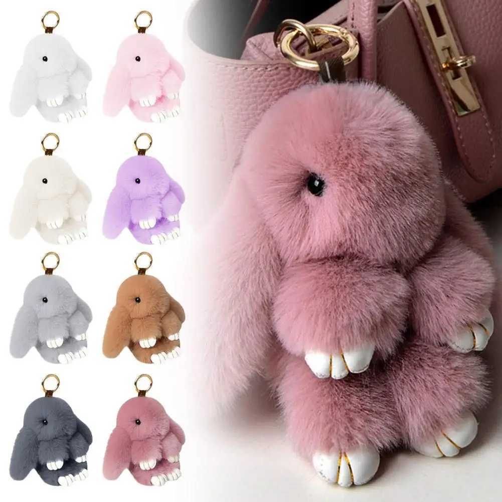 Cute long eared rabbit keychain real mink rabbit doll charming toy decoration keychain jewelry fluffy pendant gift handbag Plu C9MXJ250319