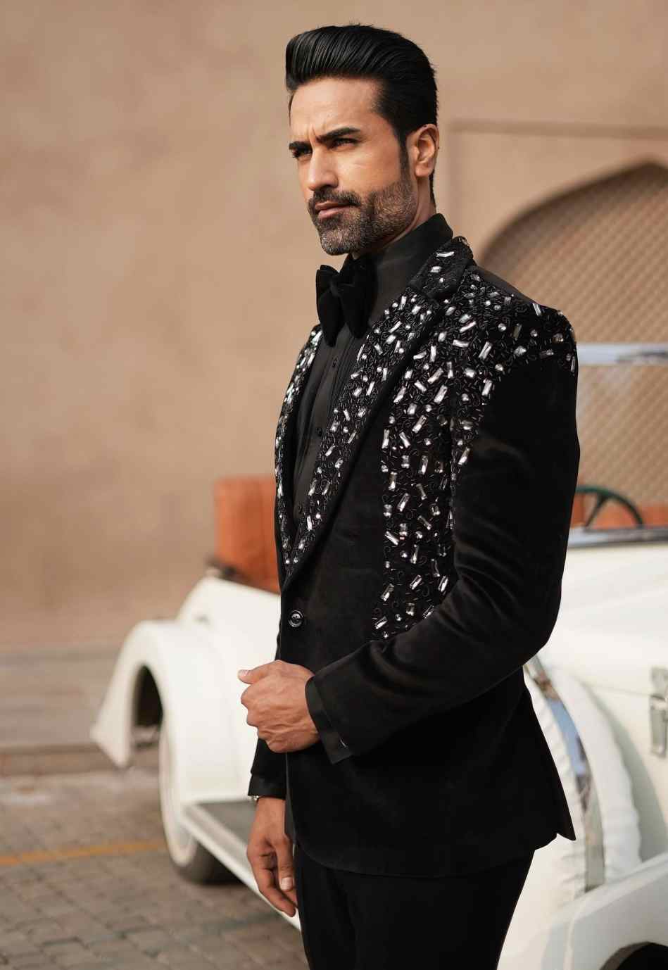 Luxury Groom Wedding Wear Big Diamonds Beads Party Birthday Mens Pants Suits 2 Pieces Customized
