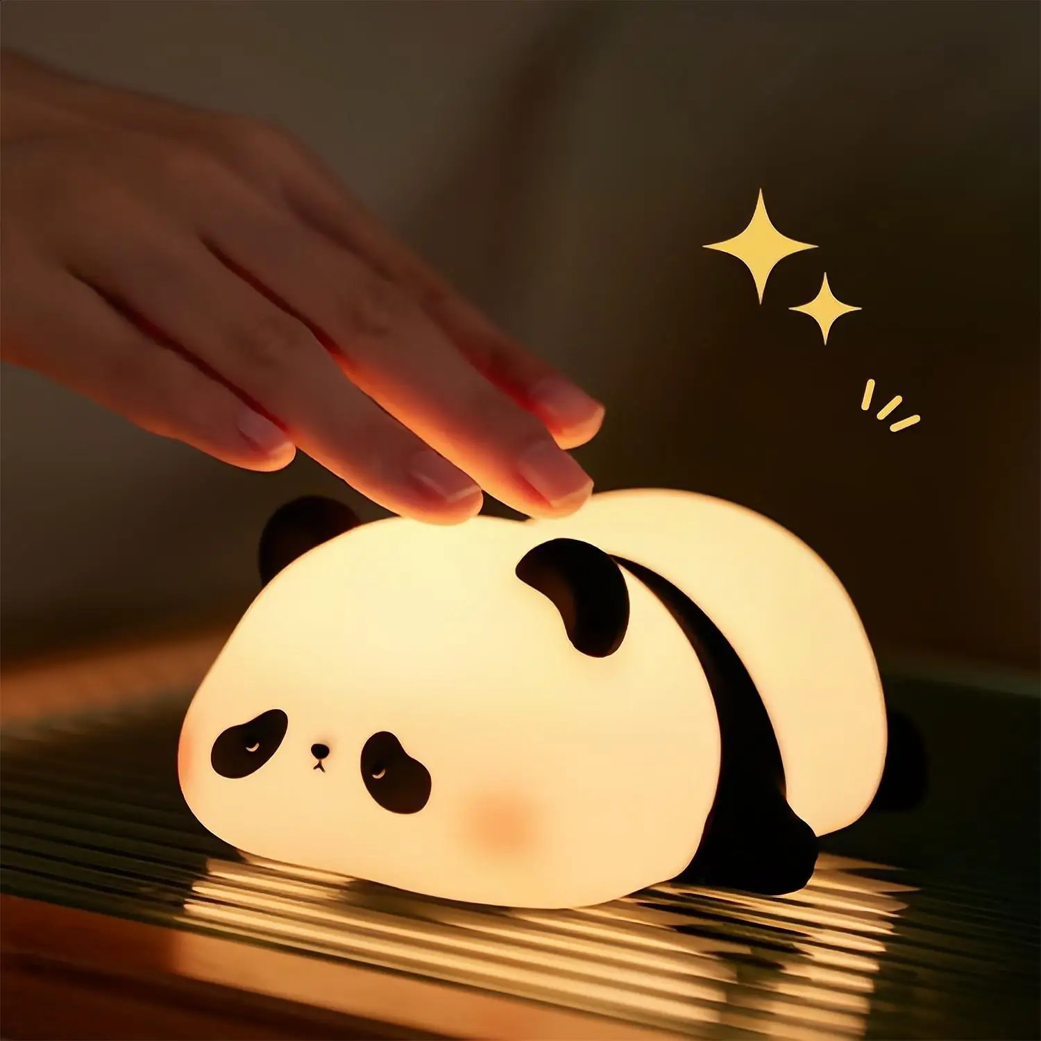 LED Night Light Cute Panda Cartoon Animals Silicone Lamp USB Rechargeable Timing Sleeping Lamp Bedroom Decoration for Children 250319