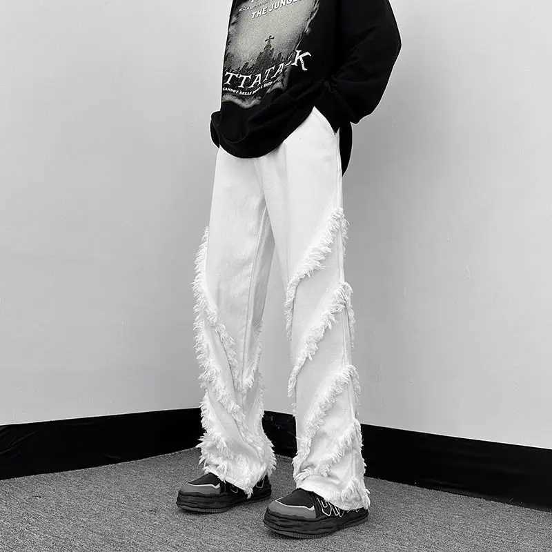 High Street Hip Hop Mens and Womens Fashion Personalized Hair Straight Leg Jeans Couple Loose Retro Casual Pants y2kT250319