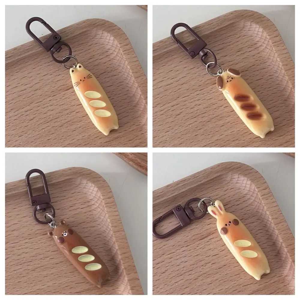 French Bread Bear Keychain Cute Dog Rabbit Cat Bread Puppy Pendant Creative Keyring Cat Bag Hanging CoupleXJ250319