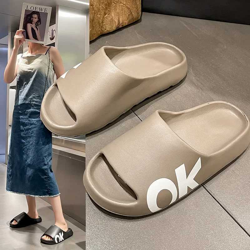 2025 Soft Thick Soled Slippers Wens Summer Fi Wear Slippers He Sandals Mens Beach Shoes Print OK Y250320
