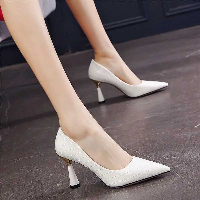 Shoes For Wen 2024 High H Ladies Summer Footwear Pointed Toe Red Pumps in Heeled Casual Social Korean Style Slip Y250319
