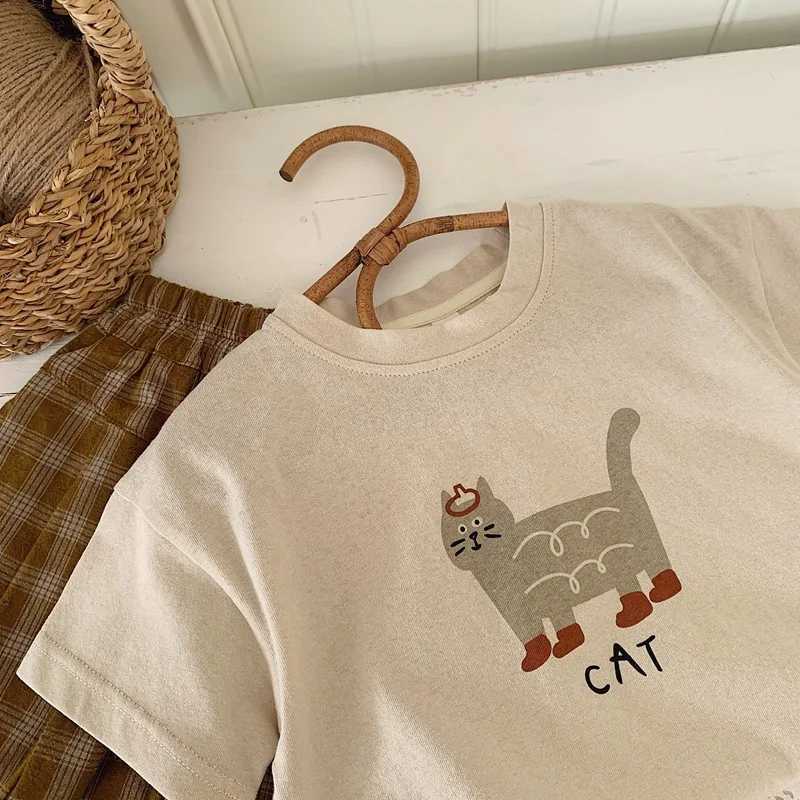 2025 Summer Childrens T-shirt Cartoon Top Boys and Girls Short Sleeve Childrens T-shirt Cotton Preschool ClothingT250320