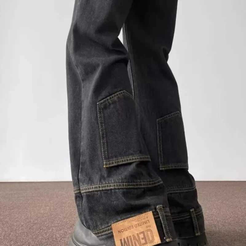 New Japanese straight leg jeans in spring and summer of 2024 Mens trend loose casual trousersT250319