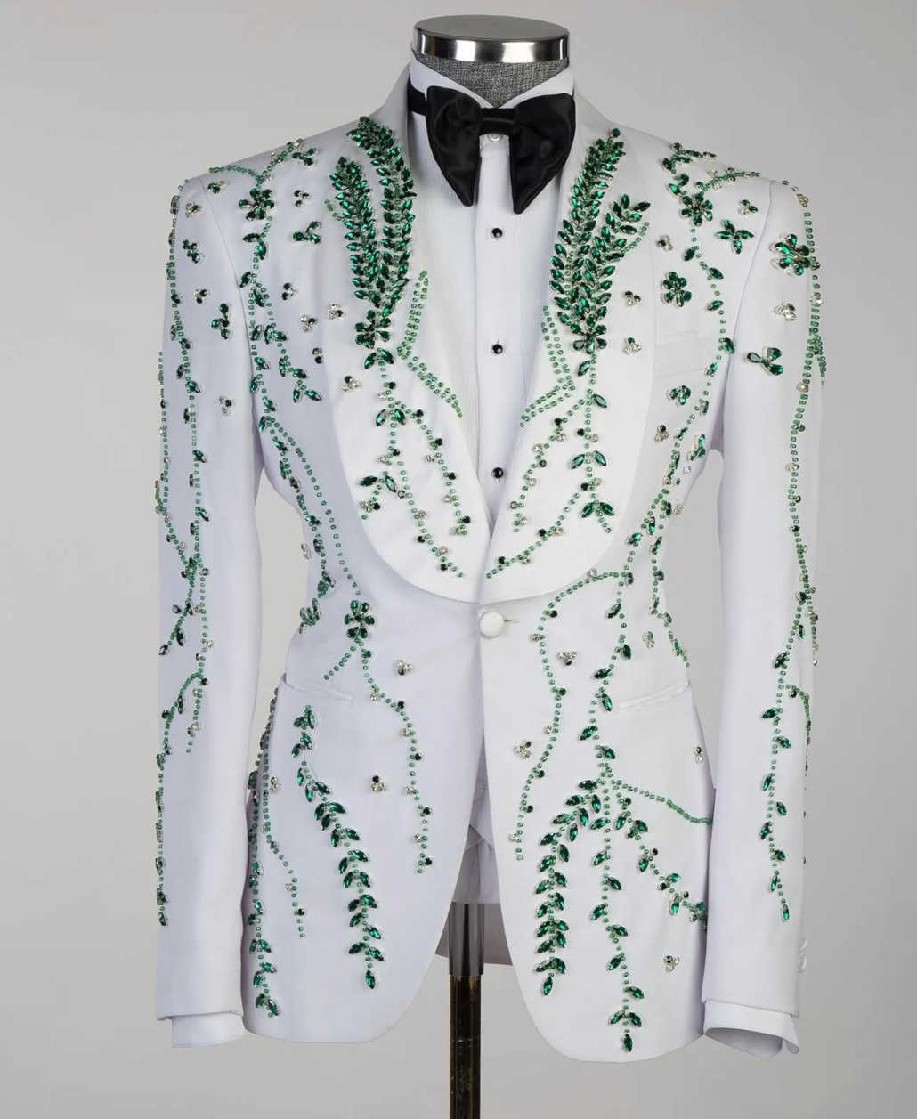 Beads Groom Wedding Wear Green Beading Party Birthday Mens Pants Suits 2 Pieces Customized