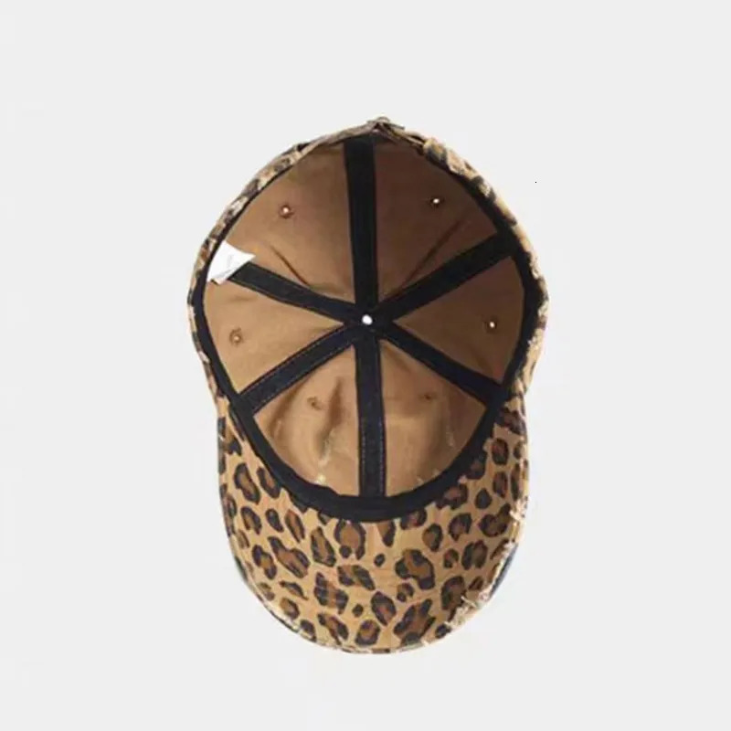 Korean Rhinestone Bowknot Leopard Baseball Cap Women Personality Distressed Brushed Visor Hats Cotton Adjustable Versatile Caps 250320