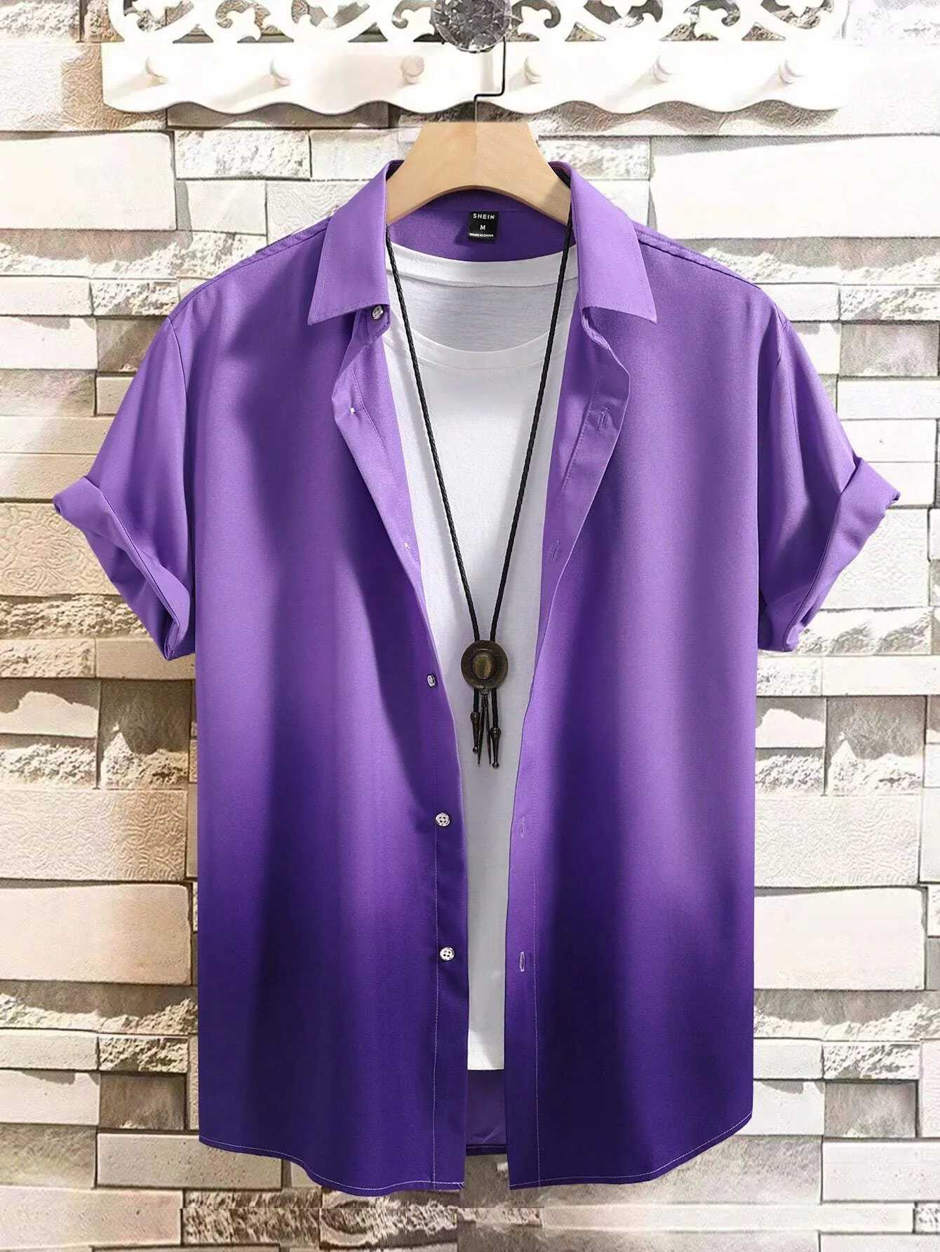 Mens summer clothing gradient design graphic 3D printing shirt short sleeved top loose casual Hawaiian shirt M250320