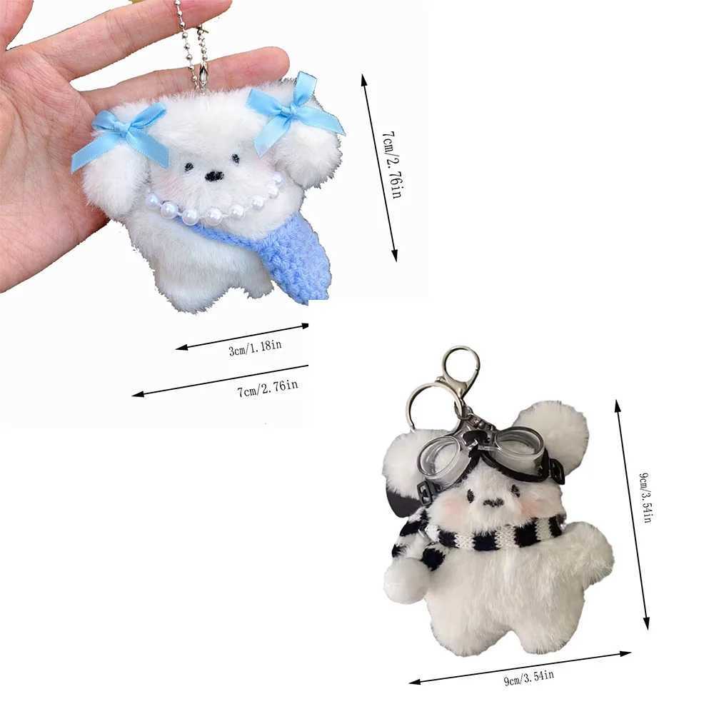 Cartoon teddy bear keychain plush brown bear costume cute glasses bear doll keychain for bag pendant couple keychain giftXJ250319