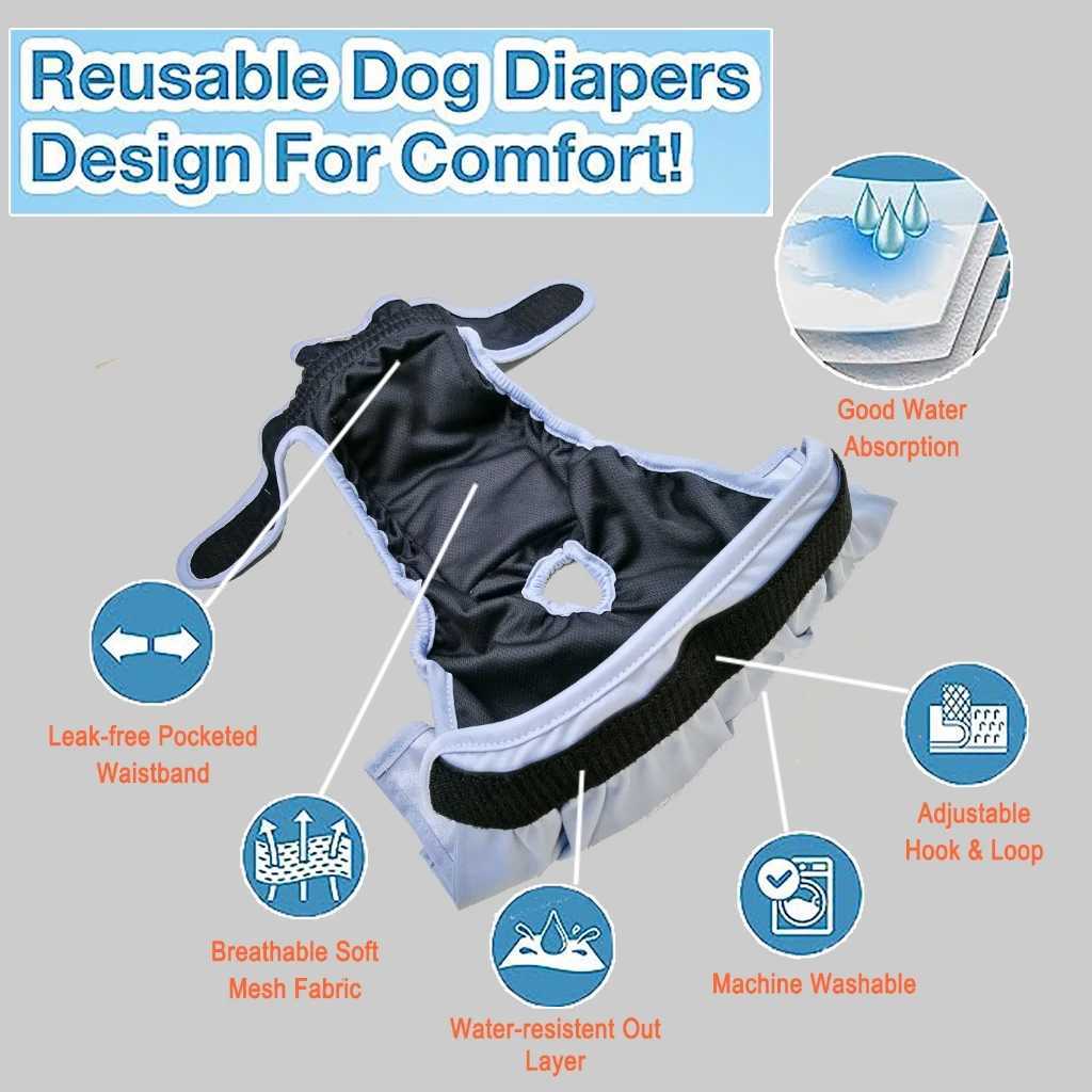 3pc dog diaper reusable womens diaper washable packaged diaper clothing cosplay puppy diaper Y250320