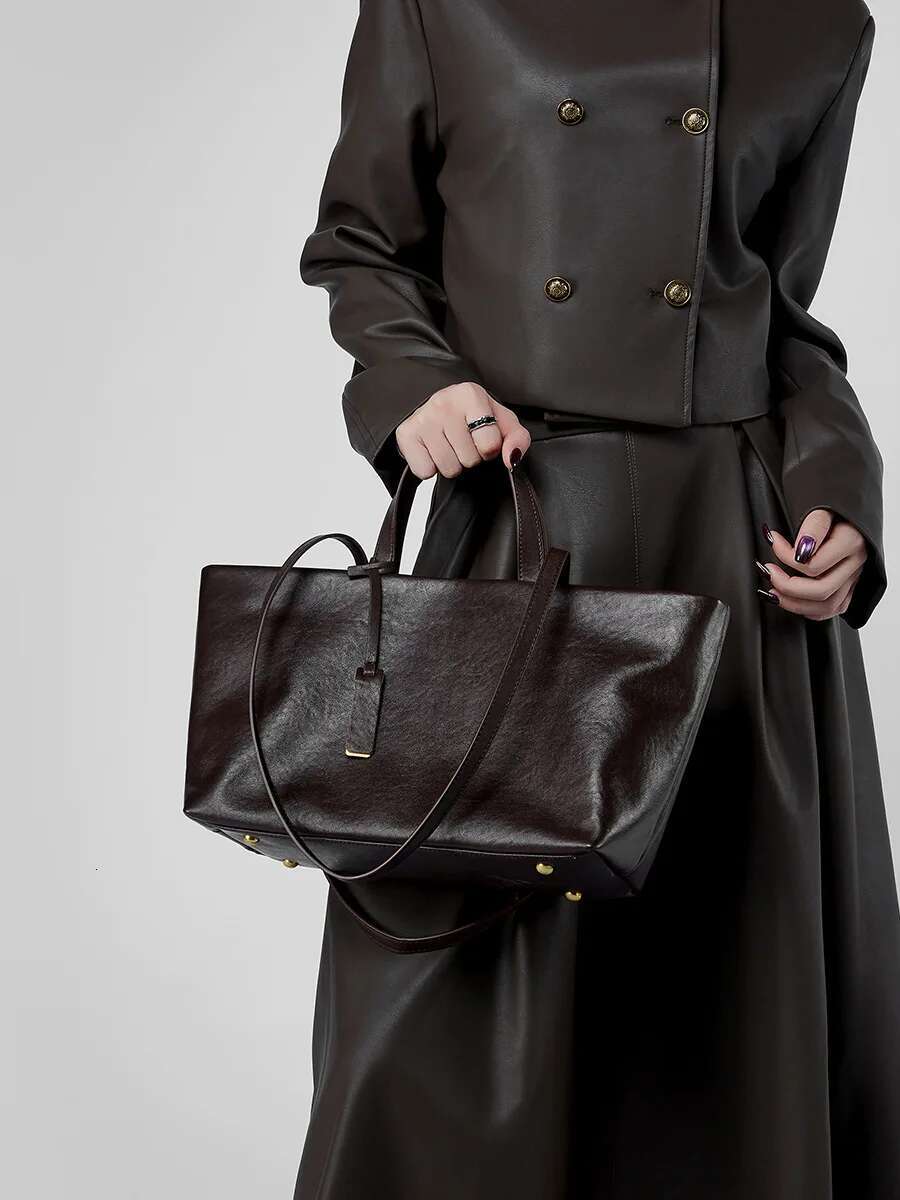 Woman Shoulder Soft Leather Large Capacity Square Fashion Tote Bag Korean Fashionable Handbag Shopping Underarm Bags