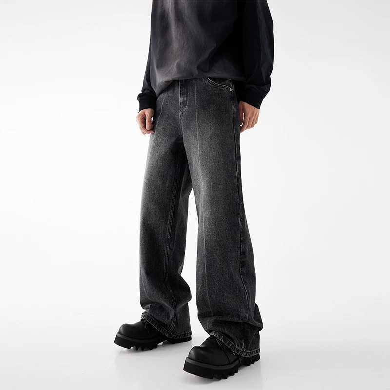 Autumn and winter mens 88% cotton bag jeans street fashion straight wide legs casual denim high-quality mens clothingT250319