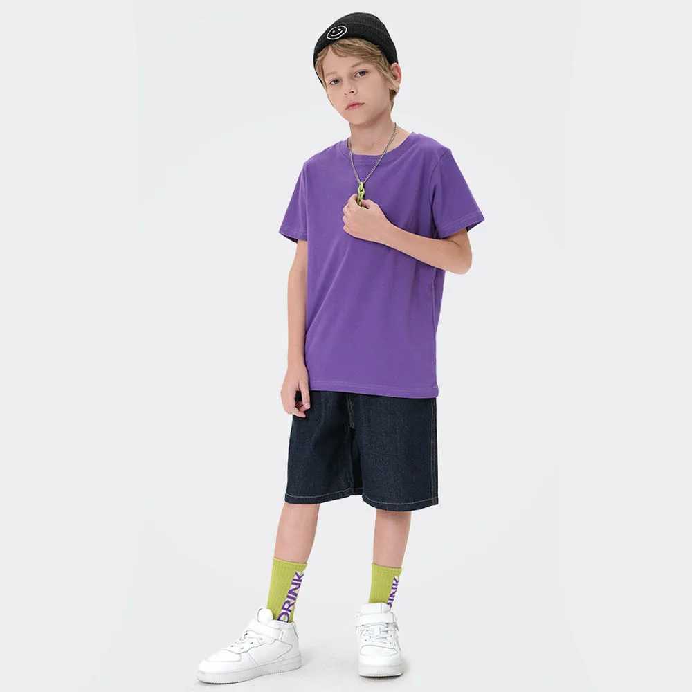 Classic boy and girl T-shirt cotton white black T-shirt baby short sleeved T-shirt childrens clothing 2 to 14 years oldT250320