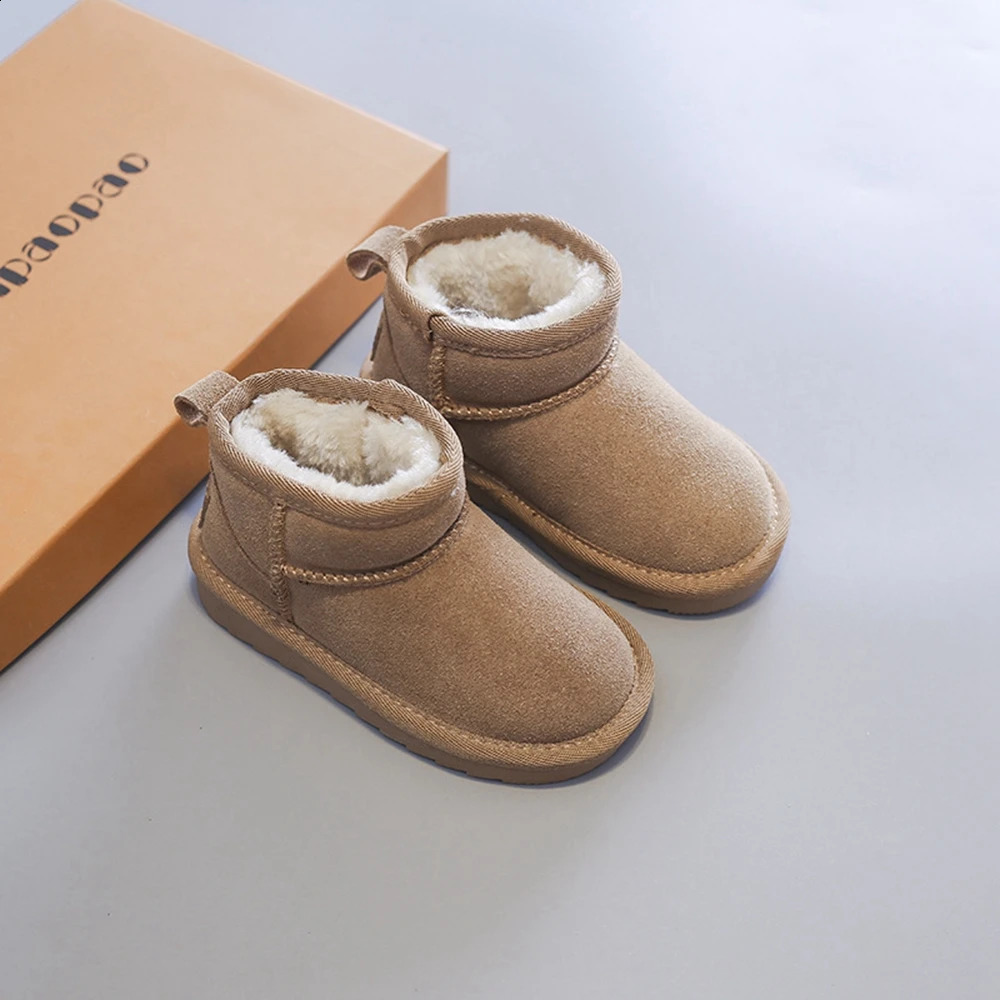 Children Snow Boots for Boys Girls Medium Big Kids Autumn Winter Warm Thermal Thick Plush Boots Classic 250319