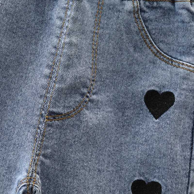 IENENS Spring Jeans Girls Straight Pants Denim Casual Trousers Kids Clothes 1-5 Years Baby Stretch Elastic Waist BottomsT2502320