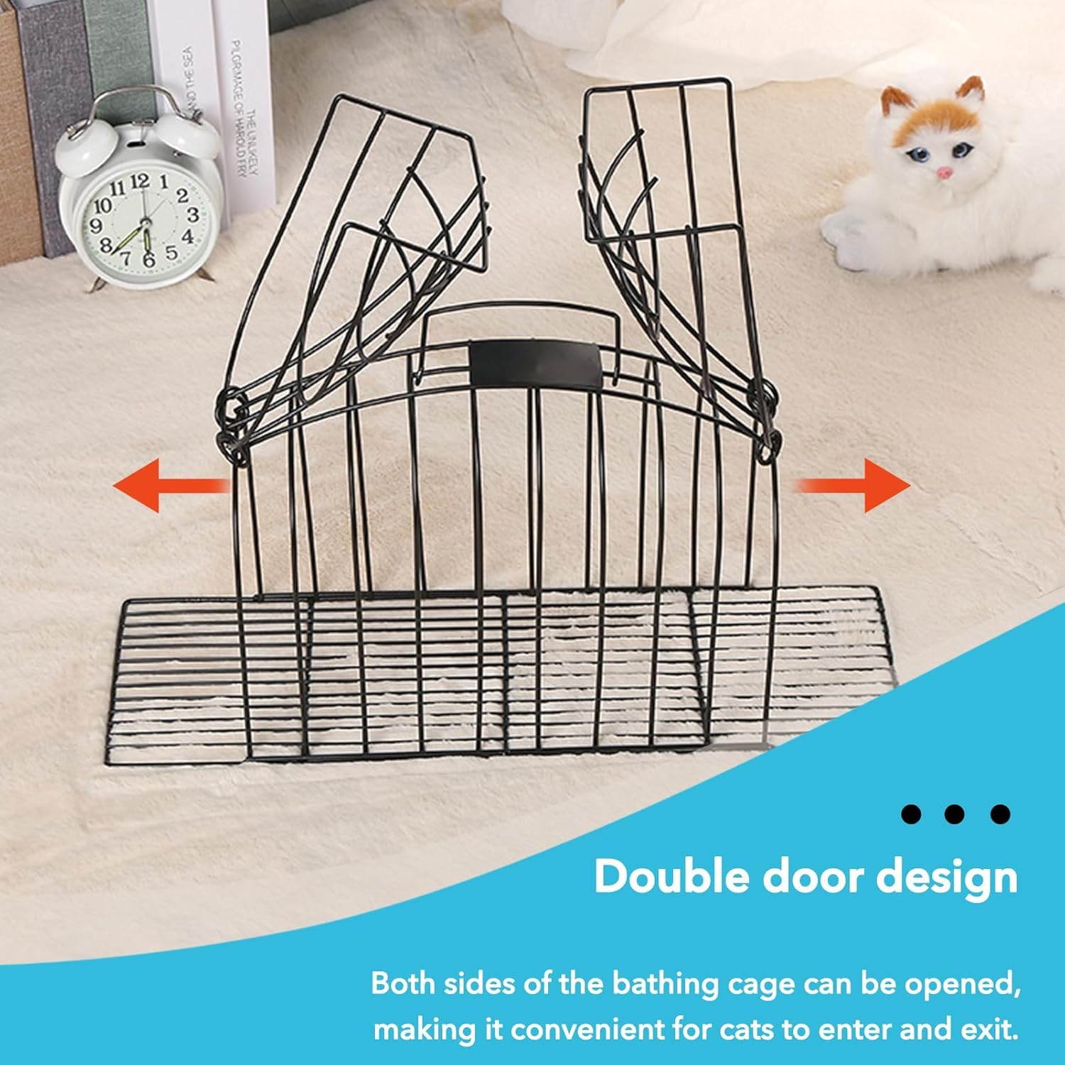 Large Cat Bath Grooming Cage Cats Washing Cage For Pet Cat Bathing Travelling Sunbath Anti-Scratch Bite Restraint