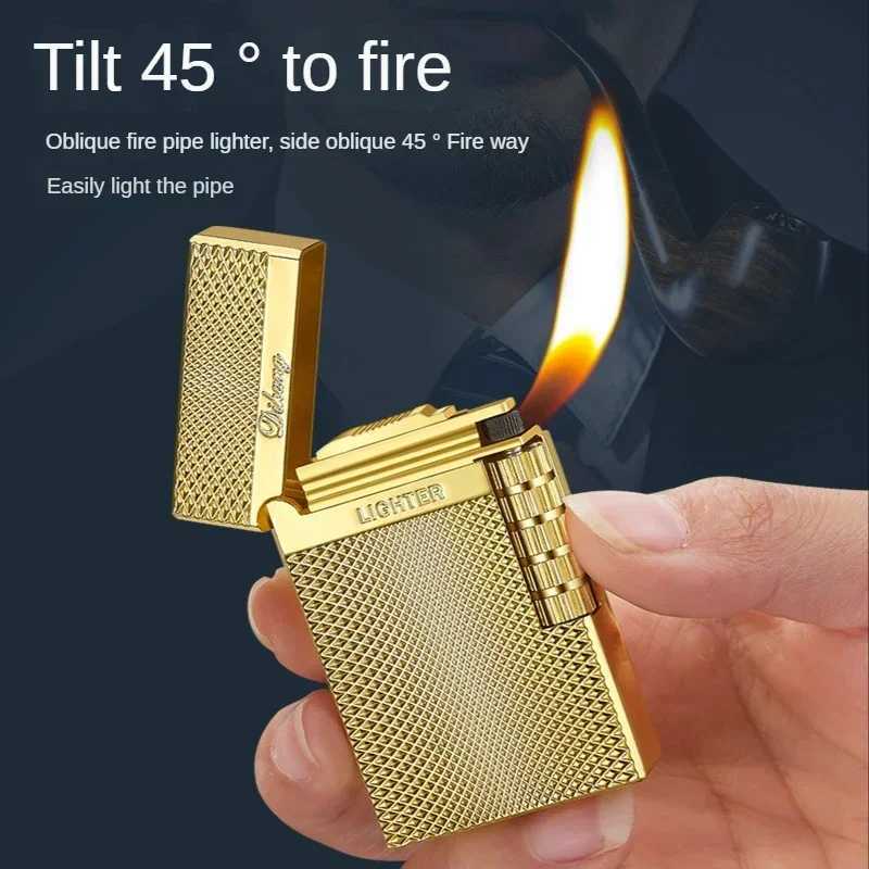 Butane Inflation Gas Torch Lighter Stylish Cigarette Smoking Accessories Grinding Wheel Flint Flame Lighters Cool Gifts For MenC250319