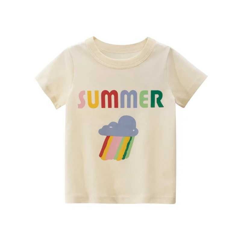 2025 Summer Short sleeved Boys and Girls T-shirts Printed with Letters Baby Girls Tops 2-8 Year Childrens Girls T-shirts Childrens ClothingT250320