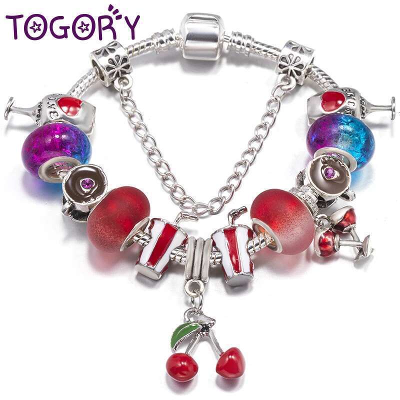 Summer Beach Styles Charm Bracelets Fits DIY Beverage Cherry Beads Bracelet Bangles For Women Men Pulseras Vacation Jewelry Gift