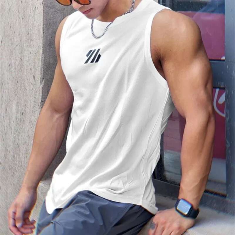 2025 Latest Summer Sports Tank Top High Quality Mesh Shirt Sleeveless T-shirt Men's Tank Top Running Fitness Sports Tank Top Men's Clothing