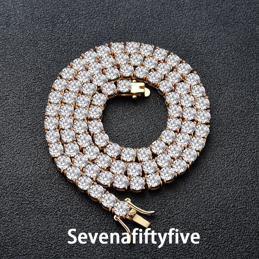 New Hip Hop by testing All Tennis authentic sterg sier Men's and women's Moissanite Chain Christmas gift 3mm