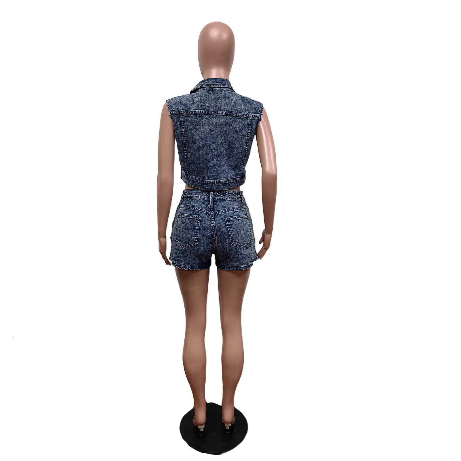 Streetwear Jeans Outfit Set Sexy Women Elegant Two Pieces Club Matching TopHorses 250320