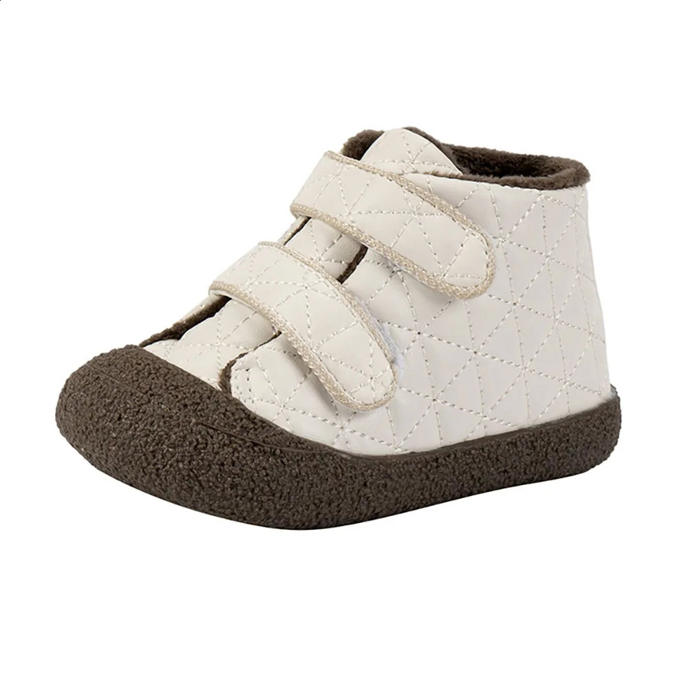 Winter Cotton Toddler Shoes For Baby PU Leather Thick Warm Plush First Step Footwear Lightweight Anti-slippery Infant Shoes 250319