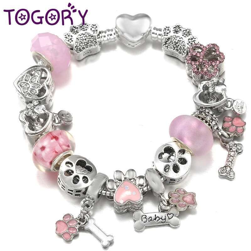 Hot Sale Hollow Foot Beads Charm Bracelets Fit DIY Brand Bracelets For Women Men Girlfriend Bijoux Pulseras Jewelry Gift