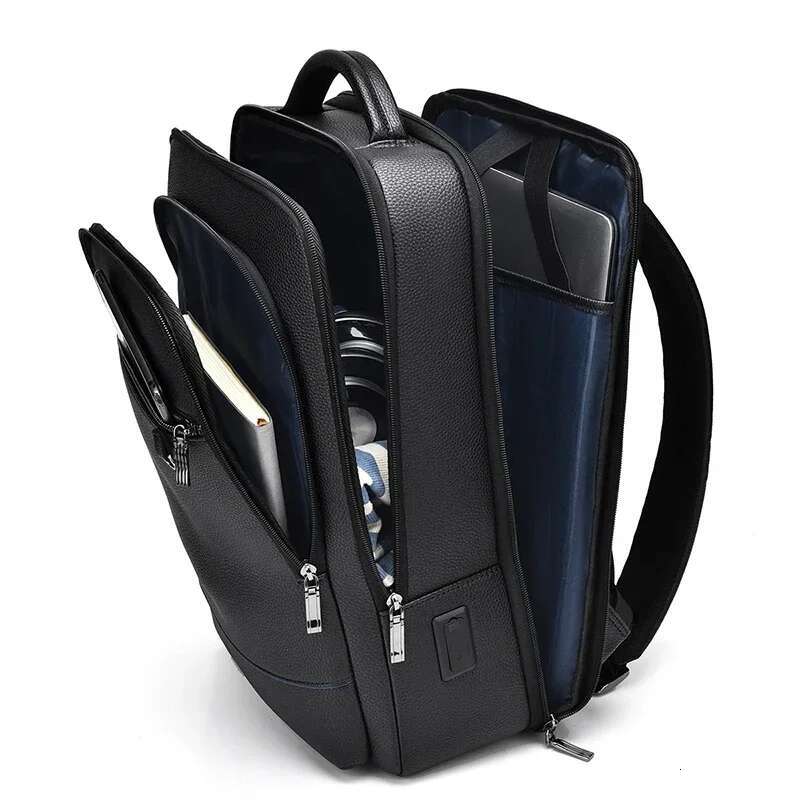 Executive Backpack Men PU Leather Satchel USB Charging Briefcase Travel Laptop Office Business Shoulder Back Pack Male
