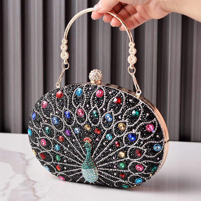 New Pea Studded Dia Dinner European And American Retro Style Party Bag, Black High-End Dress Bags