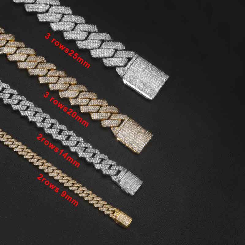 Hiphop/Rock Necklaces Full Miami Curb Link Necklace Men 9mm-14mm-20mm-25mm Bracelet For Men Jewelry High Quality
