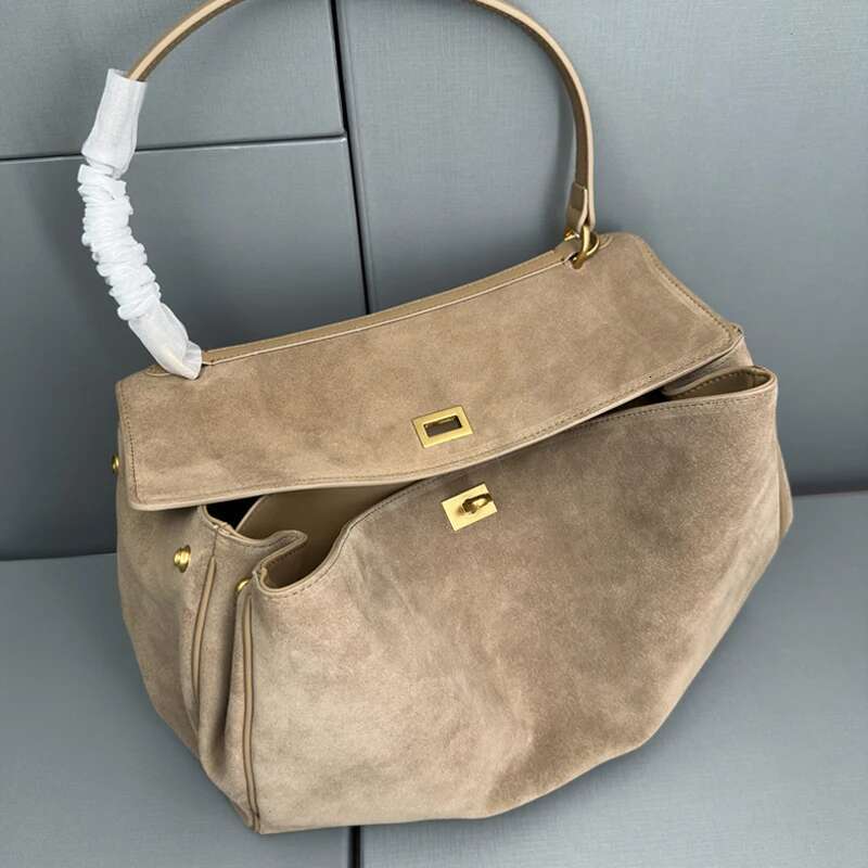 Frosted Cowhide Handbag Woman High-Capacity Shoulder Crossbody Bag Advanced Feeg Commute Versatile 2024 Fashion New Style