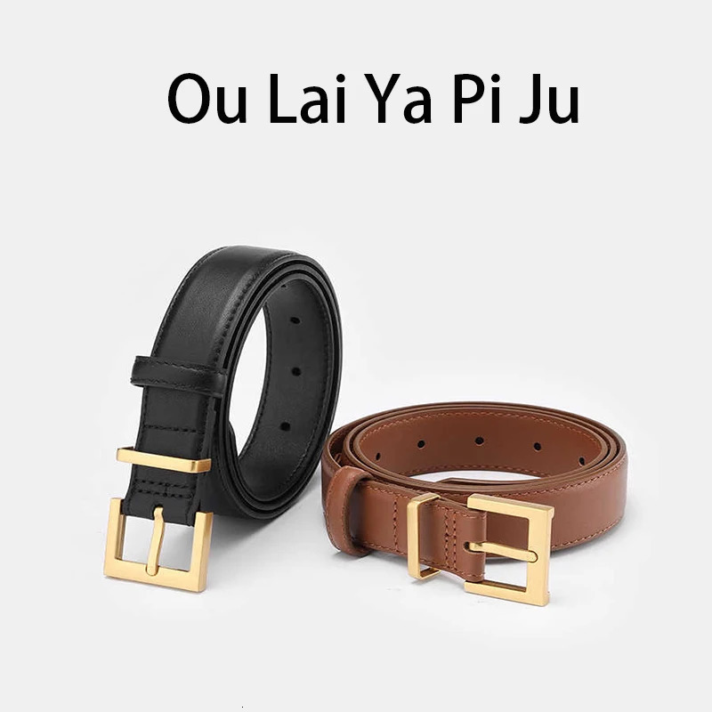 Double Genuine Leather Belt for Women Jeans Casual Dress Square Alloy Buckle Ladies Trendy Belts Fashion Waistband 250320