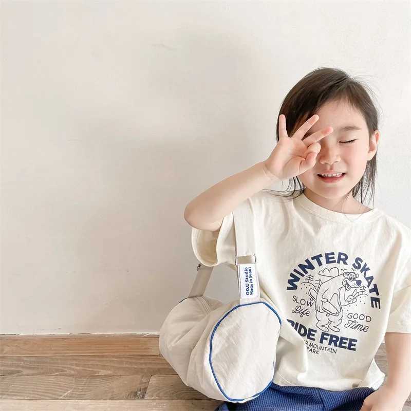 2024 Summer New Childrens Clothing cartoon letters short sleeve T-shirts Girls Boys Tees cotton loose TopsT250320
