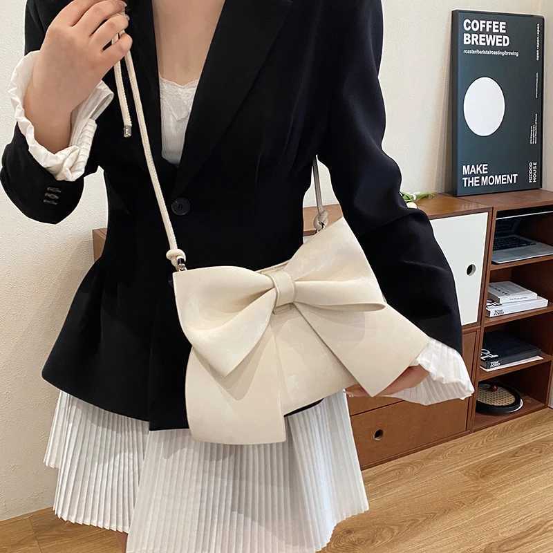 MOODS Big Bow Knot Shoulder Cross Body Bags For Women Girls Velvet Texture PU Leather Messenger Bag 2024 Latest Fashion Handbags Y250319