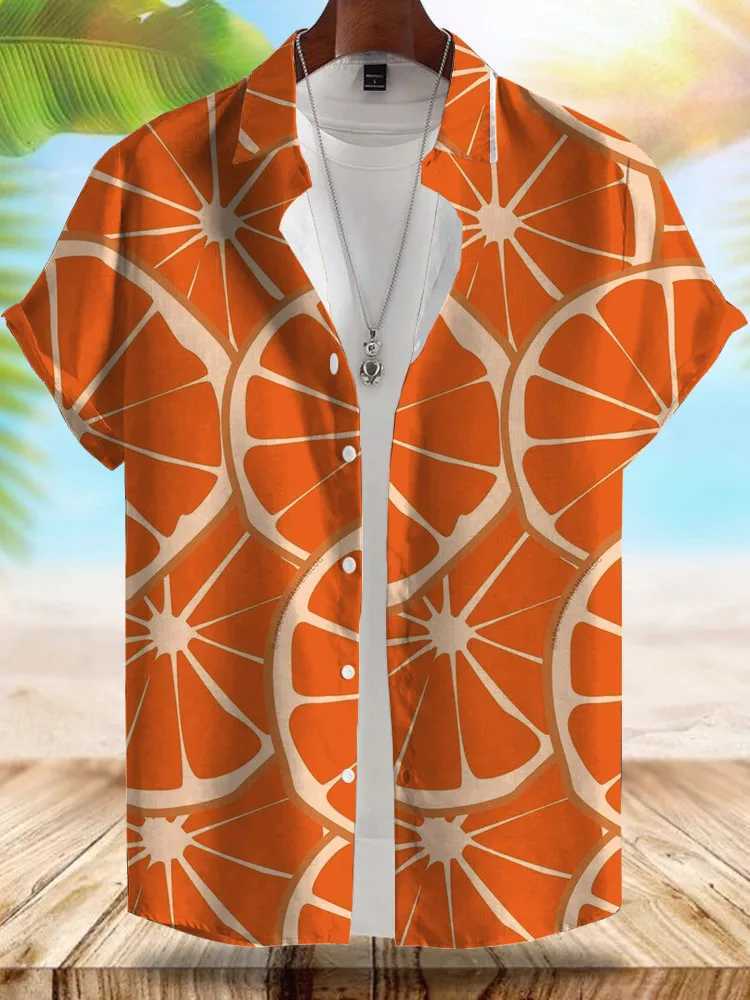 Seaside Hawaiian style mens summer vacation casual mens short sleeved outdoor beach loose and comfortable mens shirt M250320