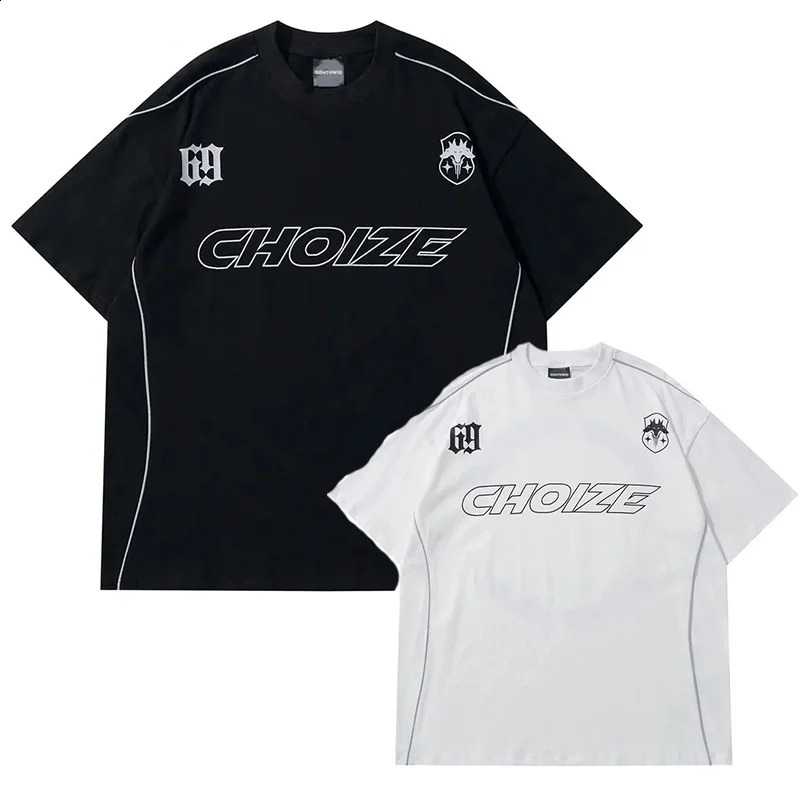 Mens oversized Tshirt clothing Alphabet printed line short sleeved hiphop casual 2024 Harajuku Street top 250318