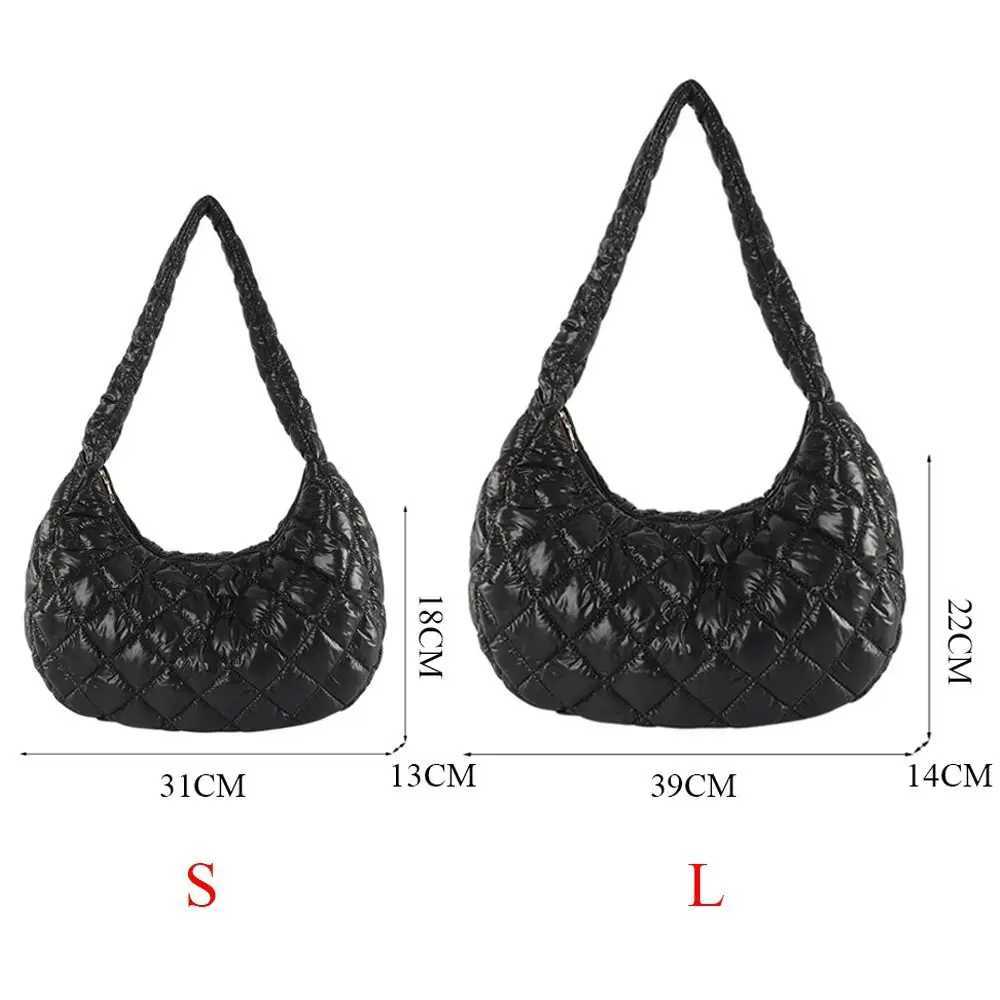 Fashionable womens large capacity down comforter cotton pad shoulder bag girls armpit bag fluffy handbag Y250319