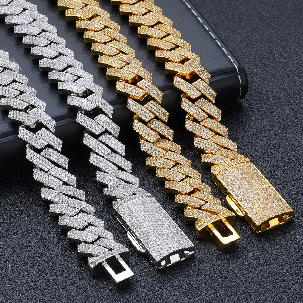 Luxury 16mm Sterg-Sier VVS Moissanite Cubic Chains in 10k & 14k Gold for Men's Fashion Statement Jewelry