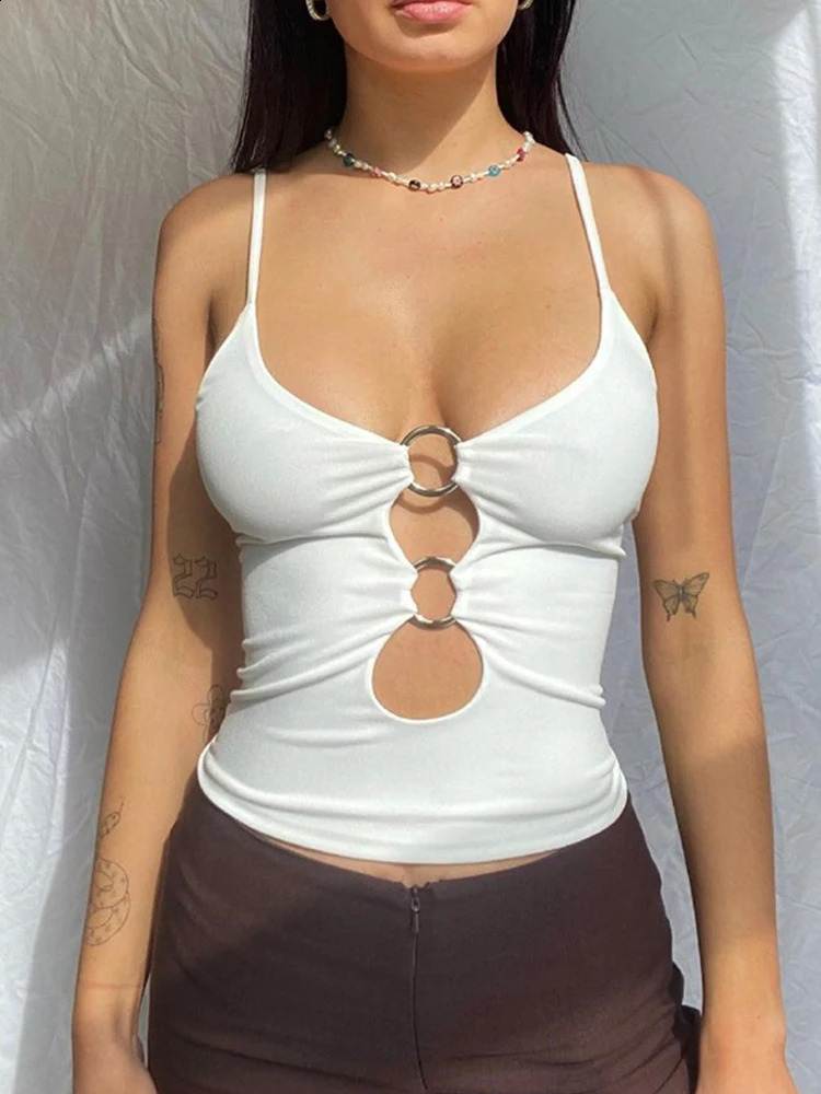 Solid casual sleeveless Cami top womens backless hollow sexy crop Tshirt fashion fitness Camisole 250319