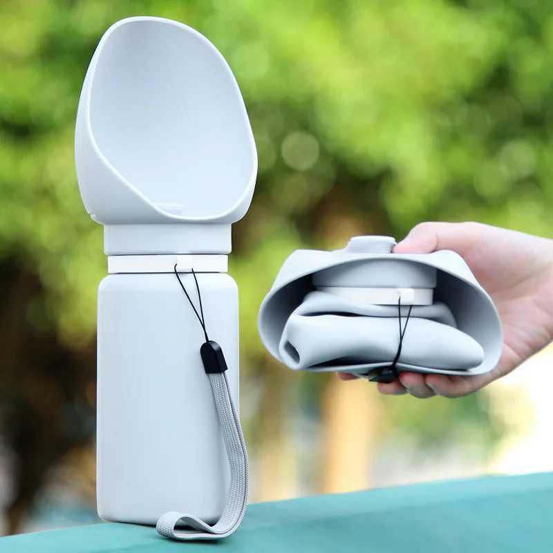 550ml Foldable Pet Outdoor Walking Cup Portable Travel Water Bottle Small Dog Drinking Water Dispenser Cup Supplies Y250319