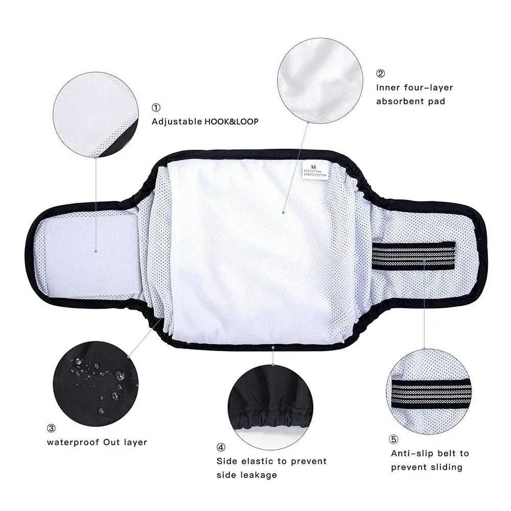 Mens dog belly strap suitable for male dogs washable pet dog diapers high absorbency dog and puppy diapers warp knitted reusable pet products Y250320