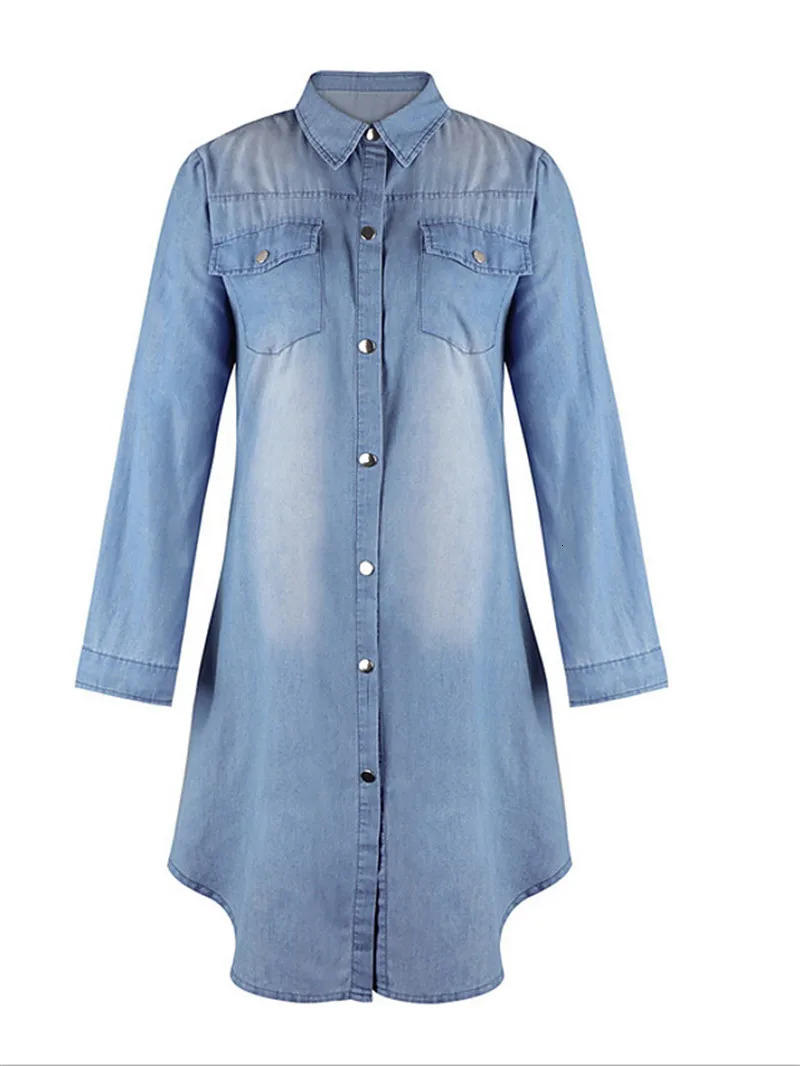 Fashion Spring Autumn Women Denim Shirts Long Sleeve Loose Blouse Lady Fashion Office Casual Jean Blouse Shirts Tops 250317