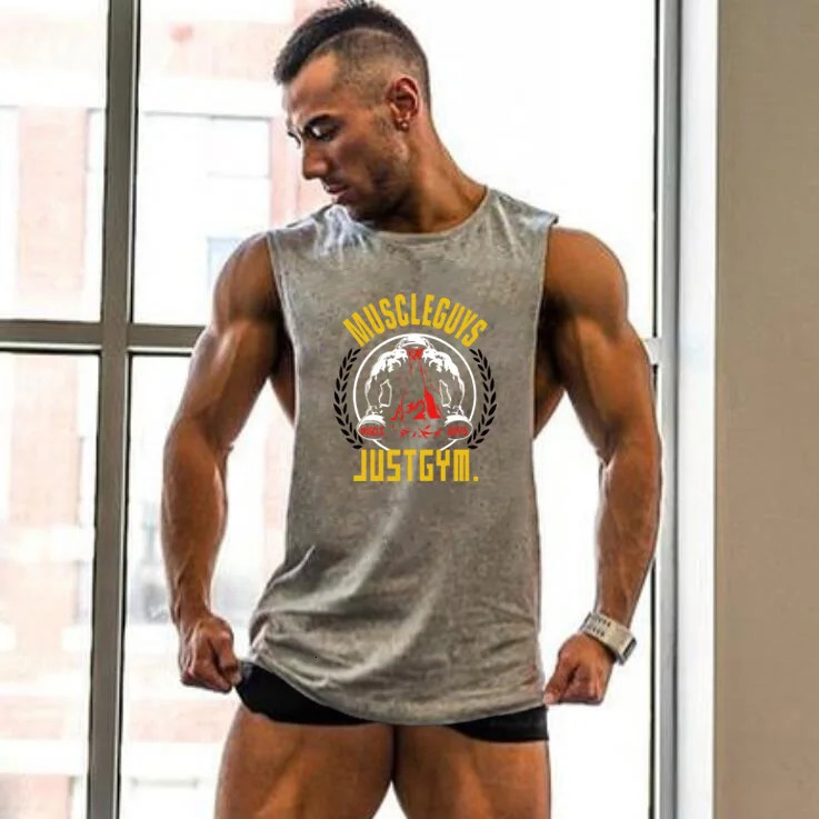 Muscleguys Fitness Drop Armhole Tank Top Men Gym Clothing Canotte Bodybuilding Tanktop Sleeveless Shirt Workout Vest 250320