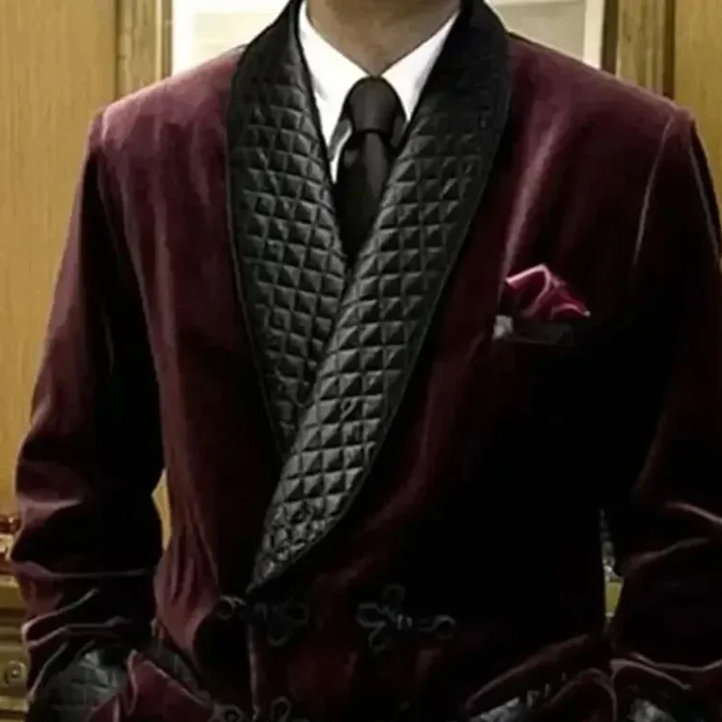 Elegant Shawl Lapel Velvet Men Blazer Loose Double Breasted Formal Party Wedding Tuxedo Fashion Banquet Dinner Male Jacket 250311