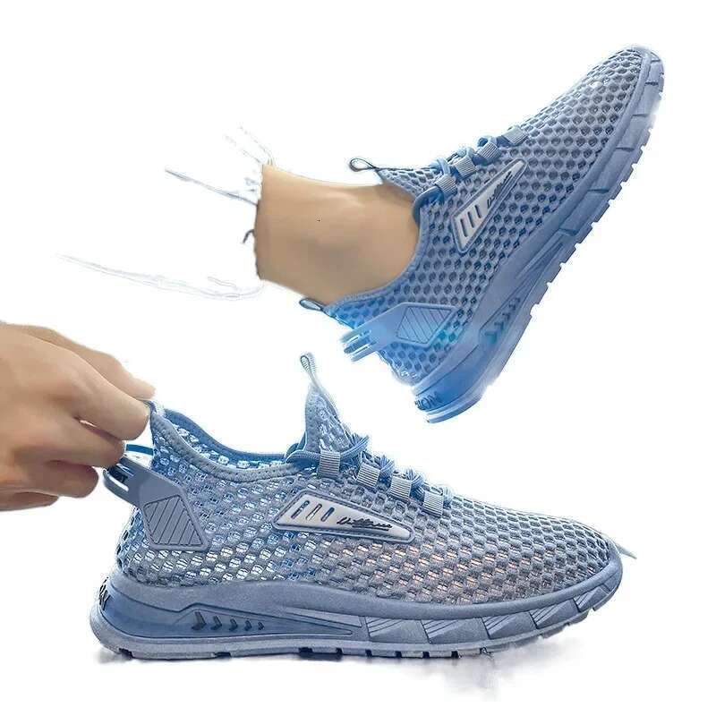 Men's Summer Breathable Mesh Lightweight Running Soft Bottom Sports Casual Shoes Trendy Hollow Out Comfortable Slip-Ons