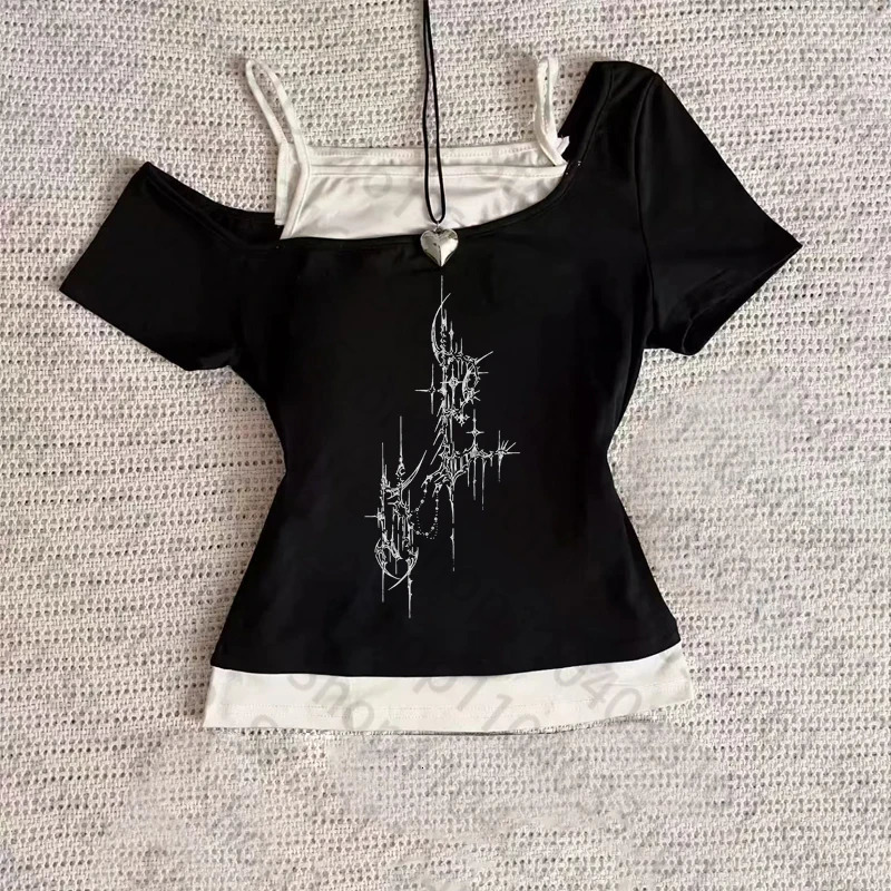 90s Clothes Vintage Clothing Female Graphic Tees Y2k Top for Women Kpop Graphic T Shirts Goth Woman T-shirts Womens Cropped Emo 250317