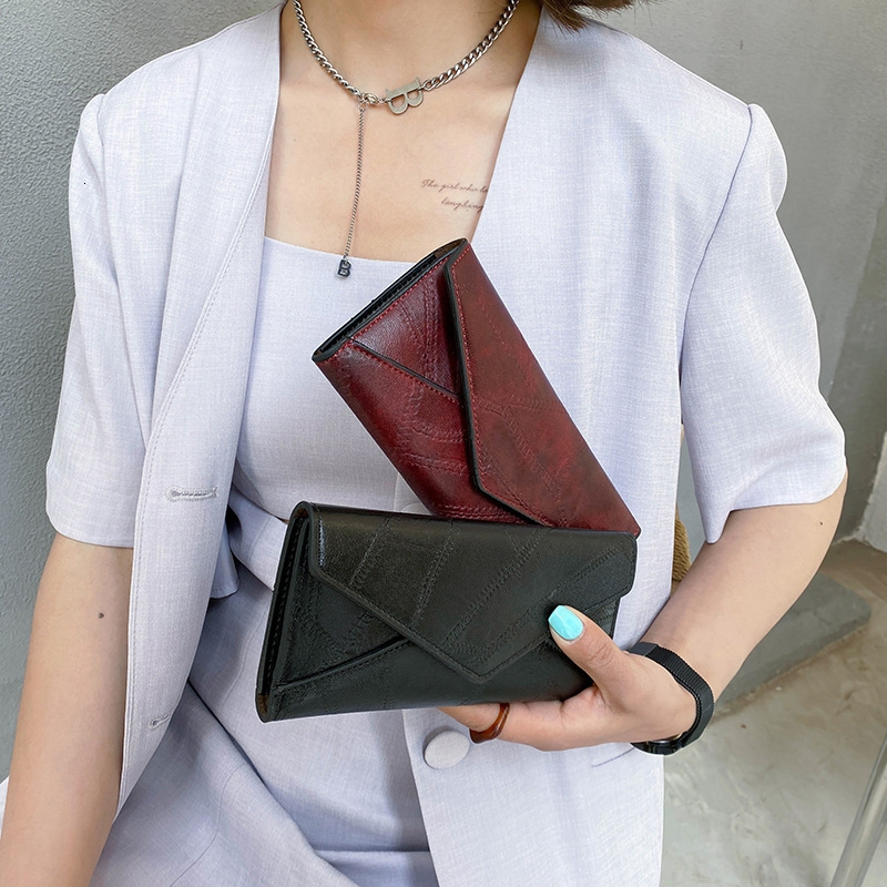 2025S Trend Designer New Fashion Envelope Wallet PU Splicing Card Long Handheld Women S Bag